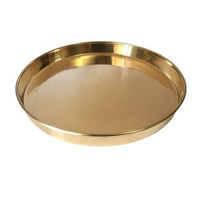 Plateau en laiton de style nordique, vaisselle, plateau décoratif pour la maison, cuisine, acier inoxydable, rond, doré, plat de service profond en métal - Product Image 1