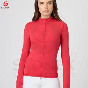 Women's Long Sleeve Zipper Sports <b>Jacket</b> for Autumn and Winter Gym <b>Yoga</b> Stand Collar Woven Fabric Front Logo New Design - Product Image 1