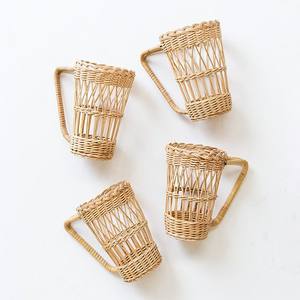 Handmade Weaving Pouring Pitcher Jug Rattan Wrap Pitchers glassware <b>Accessories</b> Cup Holder Covers - Product Image 1
