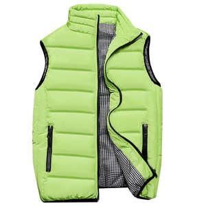 Men's Winter Waterproof Puffer Waistcoat Fur Cotton <b>Body</b> <b>Warmer</b> Jacket Featuring <b>Hood</b> Zipper Pocket Printed Made Polyester - Product Image 1