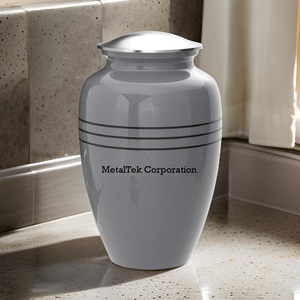 Cendres pour adultes triband en étain de couleur grise personnalisée bocaux américains mémorial funéraire urne de crémation finition brillante urnes funéraires d'approvisionnement - Product Image 4
