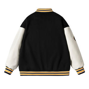 OEM y ODM Ropa informal Hombres Letterman Chaqueta Béisbol Streetwear Tallas grandes Elegante Negro Casual Letterman Chaquetas para la venta - Product Image 5