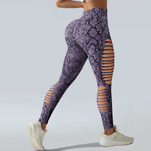 Leggings Deportivos de Cintura Alta con Estampado de Panal Morado, Ajustados y Elásticos para Mujer - Product Image 6