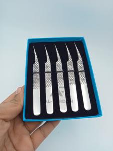 Sustainable Stainless Steel Silver Mirror Polish <b>Eyelash</b> <b>Tweezers</b> Straight Isolation Diamond Grip Lash Extension <b>Tweezer</b> - Product Image 5