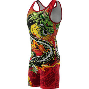 Custom Sublimation Dragon Print Wrestling Singlet <b>Mens</b> Youth Breathable <b>Lycrae</b> Wrestling Uniform Grappling Suit Teamwear - Product Image 2