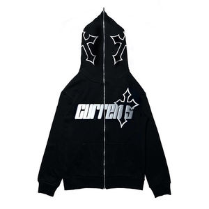 Fabricant de vêtements, sweat à capuche surdimensionné avec impression personnalisée, fermeture éclair intégrale, streetwear, sweat à capuche grande taille, sweat à capuche hip-hop pour homme - Product Image 4