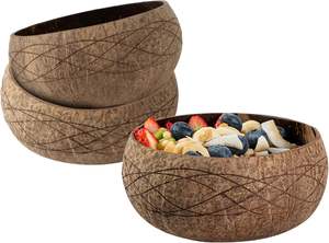 Bol à smoothie au coco sculpté à la main, motif rivière, pour aliments chauds et froids, vaisselle durable, vente en gros - Product Image 2