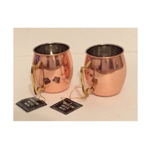 Moscow Mule แก้วทองแดงค๊อกเทล2ชิ้น,ชุดทองแดงมอสโกล่อและภายในมือจับทองเหลืองนิกเกิล - Product Image 1