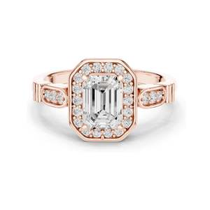 1.286 CT <b>Emerald</b> Cut Lab Diamond Halo Engagement <b>Ring</b> VVS-VS EF Clarity 18KT, 14KT, 10KT Gold & 925 <b>Silver</b> Rose, Yellow, - Product Image 3