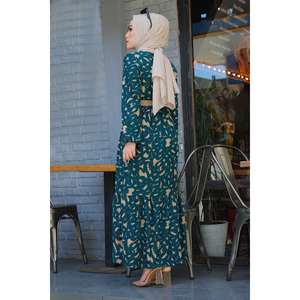 กระโปรงจีบเอวชุดเดรสสุภาพสีเขียว17647-3 - Product Image 1