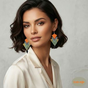 Pendientes Colgantes Étnicos Geométricos Chevron Ember de Namayo, Chapados en Oro de 24K - Product Image 3