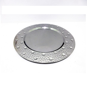 <b>Dinner</b> Ware Iron Round Plate With Silver Color Vintage Style Serving <b>Tray</b> For Home Kitchen & Table Top Decoration - Product Image 1
