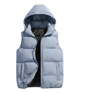JONQUILLES hommes personnalisé automne extérieur gilet bouffant à capuche sans manches veste avec fermeture éclair vers le bas imperméable vêtements de rue - Product Image 5