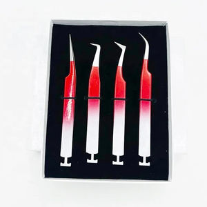 Pince à épiler professionnelle de haute qualité en acier inoxydable avec pointe lisse anti-magnétique, longueur 10 mm, pour cils classiques et volume - Product Image 1