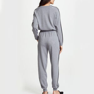 ชุดวอร์ม2ชิ้นมีซิปมีฮู้ดและกางเกงขากว้างสำหรับผู้หญิงชุดวอร์มฤดูหนาวแบบปรับแต่งได้ - Product Image 4