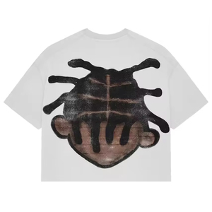 Dernière vente en gros T-shirts pour hommes de haute qualité 100% coton col rond hauts unis confortable épaule tombante Street Wear autocollant - Product Image 2