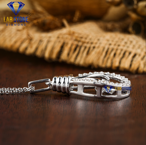 1.46 TDW pendentif rond en diamant taille brillant avec chaîne en or blanc 18 carats diamant certifié/non certifié Cvd/HPHT diamant - Product Image 4