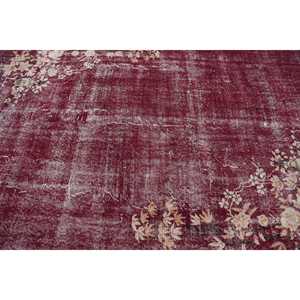 6.8x9.3 ft Rug, Turkish Rug, Vintage <b>Red</b> <b>Wool</b> Bordered Rug - Product Image 5