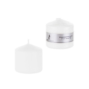 CGA087-W - Vela cilíndrica sin aroma con tapa abovedada de 3 x 3 pulgadas - Blanca - Product Image 1