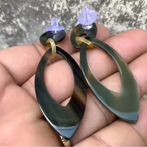 100% Real Buffalo Horn <b>Earrings</b> for Women Polished <b>Long</b> Horns in Style BY Crescent crafts - Product Image 2