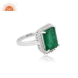 Bague empilable en argent sterling avec pierres précieuses en quartz émeraude doublet et CZ naturel, style vintage, bijoux personnalisés pour femmes, cadeau pour elle - Product Image 3