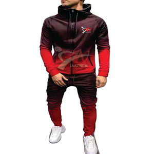 Chándal con capucha y cremallera de talla grande para hombre con logotipo de impresión por sublimación personalizada de alta calidad con Material Flexible - Product Image 3