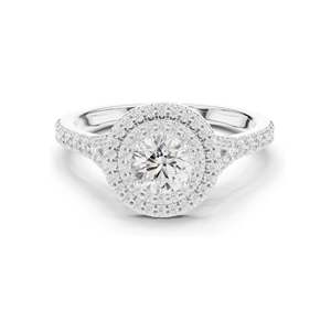 Bague de fiançailles pour femme avec diamant de laboratoire rond brillant halo de 1,082 carats, clarté VVS-VS EF, or 18 carats, 14 carats, 10 carats et argent 925 - Product Image 1