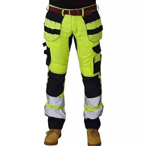 Hi <b>Vis</b> Safety Pants Safety Work <b>Trousers</b> Multi pockets Work Pants Men Reflective Hi <b>Vis</b> Work Wear Pants - Product Image 4
