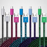 Kabel USB-C ke USB-A 6ft/2M dengan Pengisian Cepat 3A Terverifikasi, Berbahan Nilon Kepang, untuk Sinkronisasi Data Samsung Galaxy iPhone 15 16 Series iPad