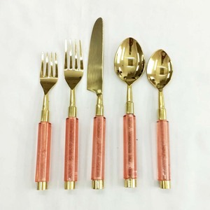 Dernier modèle de coutellerie Placage sous vide en or rose de style britannique Ensemble de couverts en acier inoxydable plaqué argent de style portugais - Product Image 3