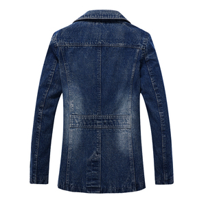 Vente en gros Nouveau style grande taille Streetwear pour hommes Écussons brodés Veste coupe ajustée Manteau en jean classique à manches longues - Product Image 6
