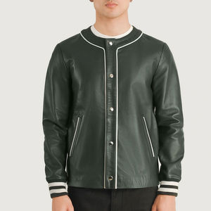 Chaqueta de Cuero de Oveja para Hombre 2024, Colección Nueva y Moderna al por Mayor, Sin Cuello, Impermeable en la Parte Delantera, Transpirable, Hecha en Pakistán - Product Image 5