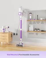 Aspirateur sans fil autoportant à écran LED, anti-emmêlement, rechargeable, avec filtre HEPA Cyclone, pour poils d'animaux, tapis et voitures