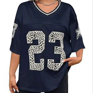 Trendy Women's Jersey Oversized T <b>Shirts</b> Letter Graphic V Neck <b>Half</b> <b>Sleeve</b> Streetwear Tops <b>Shirts</b> Comfortable And Stylish - Product Image 1