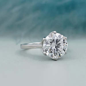 Anillo Solitario con Diamante Cultivado en Laboratorio, Corte Brillante Redondo con 6 Puntas, Elegantes Anillos de Diamantes - Product Image 2