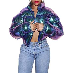 Womens Lightweight Puffer Jacket, Winter Coats for Women Warm Quilted Bubble <b>Padded</b> JACKET Crop Top Casual Wear Quick Dry - Product Image 5