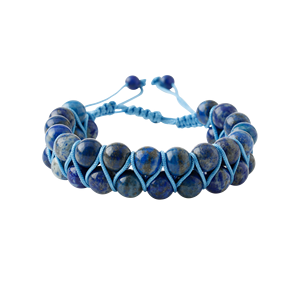 Pulsera de Piedra Natural de Lapislázuli de 8 mm con Doble Hilera de Macramé - Product Image 1