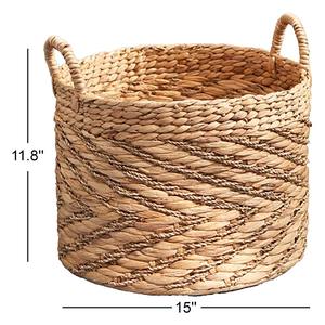 Panier tissé en jacinthe d'eau et décoré de jonc de mer, panier de rangement fait à la main, vente en gros, écologique, fabriqué au Vietnam - Product Image 2