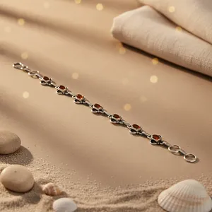 Pulsera de Cadena de Plata 925 con Granate, Engaste en Bisel, Estilo Clásico, Unisex, para Uso Diario - Product Image 2