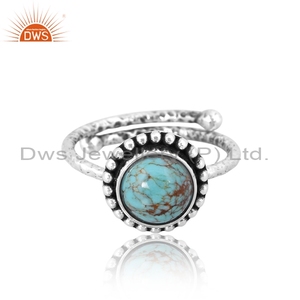 Anillo de Plata de Ley 925 con Turquesa Natural de Kingman Oxidada, Joyería de Piedras Preciosas Naturales, Fabricante de Joyería - Product Image 3