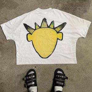 Camiseta de corte en caja sin costuras personalizada del fabricante para hombre, Camiseta de gran Tamaño 250 Gsm Heavyweight 100% algodón, Camiseta corta cuadrada de 2 paneles para hombre - Product Image 2