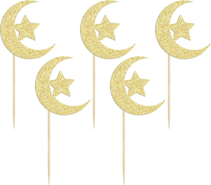 24 Uds brillo dorado Eid Mubarak Cupcake Toppers árabe Ramadán Kareem pastel decoraciones para suministros de fiesta musulmana Islámica - Product Image 2