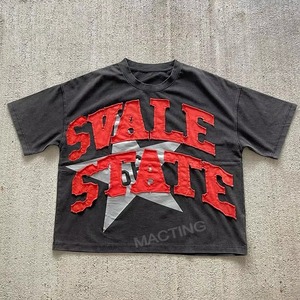 เสื้อยืดวินเทจขนาดใหญ่ใส่ได้ทั้งชายและหญิงเสื้อยืดวินเทจปักลายตัวอักษร - Product Image 3