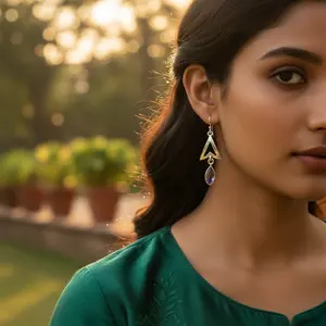 ต่างหูเงินแท้ 925 ประดับพลอยอเมทิสต์ สำหรับผู้หญิง สไตล์แฟชั่นโดดเด่น - Product Image 2