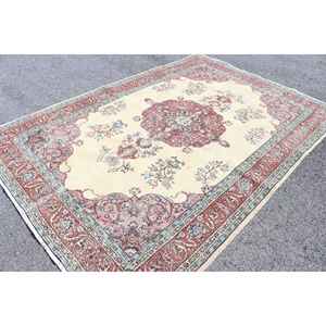 Alfombra de 6.46x9.4 pies, Alfombra Turca Vintage, Alfombra de Lana Roja - Product Image 1