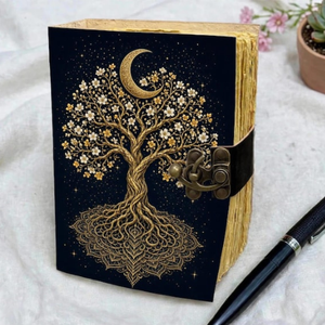 Grimoire en cuir fait main Arbre de Vie Noir, 400 pages, Livre des Ombres Gothique avec Serrure Antique, Personnalisé Vintage - Product Image 2