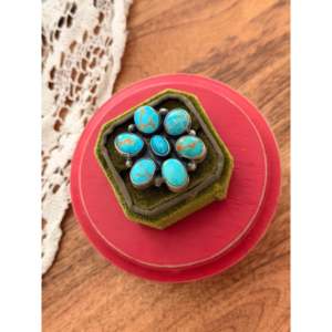 <b>Adjustable</b> Navajo-Made Fine Jewelry Kingman Turquoise Sterling Silver <b>Ring</b> Everyday Wear Statement Statement <b>Ring</b> Natural - Product Image 3