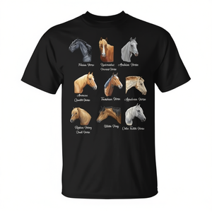 Camiseta Premium de Equitación para Niñas con Diseño de Razas de Caballos - Product Image 2