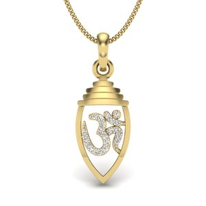 Ishi Diamonds 18K oro 0.066 quilates religioso OM laboratorio cultivado diamante colgante para niñas y mujeres - Product Image 1