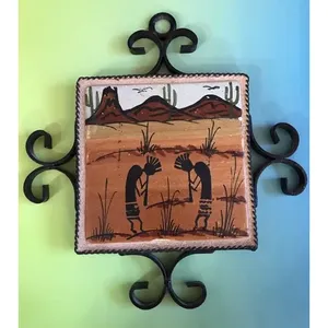 Dessous de plat en céramique artisanale Kokopelli Southwest Desert Tenture murale - Product Image 1